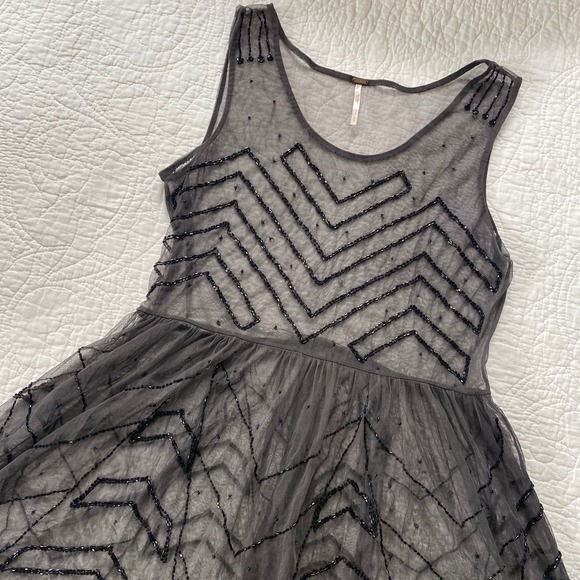 Free People Embellished Beaded Mini Slip Dress - Picture 9 of 10